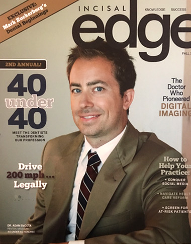 Dr. Adam DeCota on cover of Incisal Edge magazine